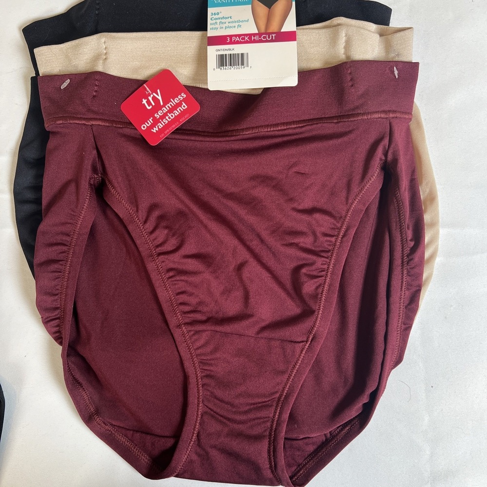 Womens 3 Pack Total Radiant - Vanity Fair 360 SOFT‎ Flex Briefs High Cut  S- 5